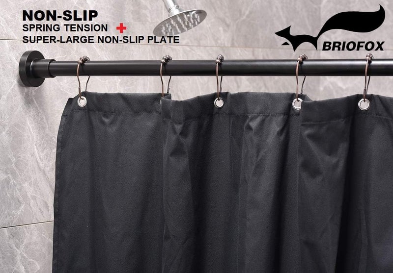 BRIOFOX Shower Curtain Rod 43-73 Inches Matte Black, Rustproof and Non-Fall Down Spring Tension Rod for Window or Bathroom, Stainless Steel - Image 2